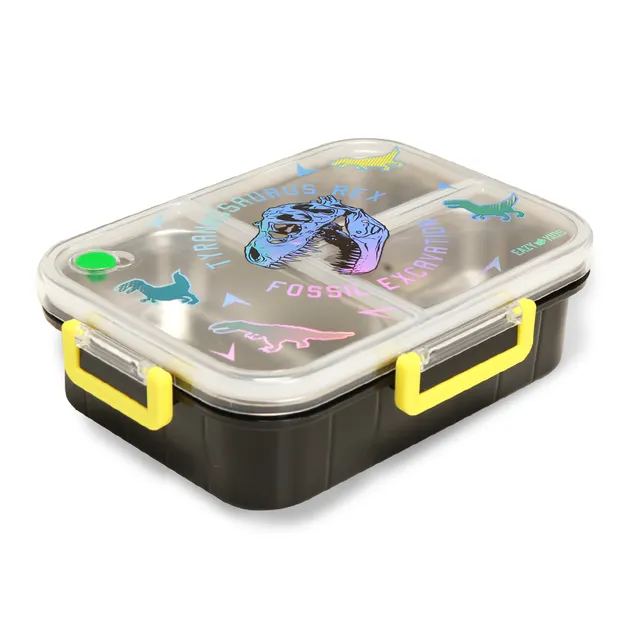 Eazy Kids - 3 Compartment Stainless Steel Bento Lunch Box - T-Rex - 800 ml